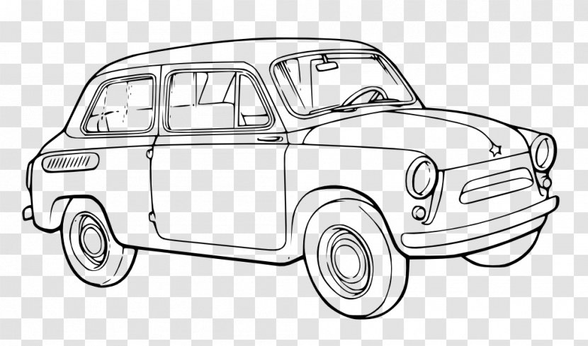Classic Car Background - Coloring Book - Compact Transparent PNG