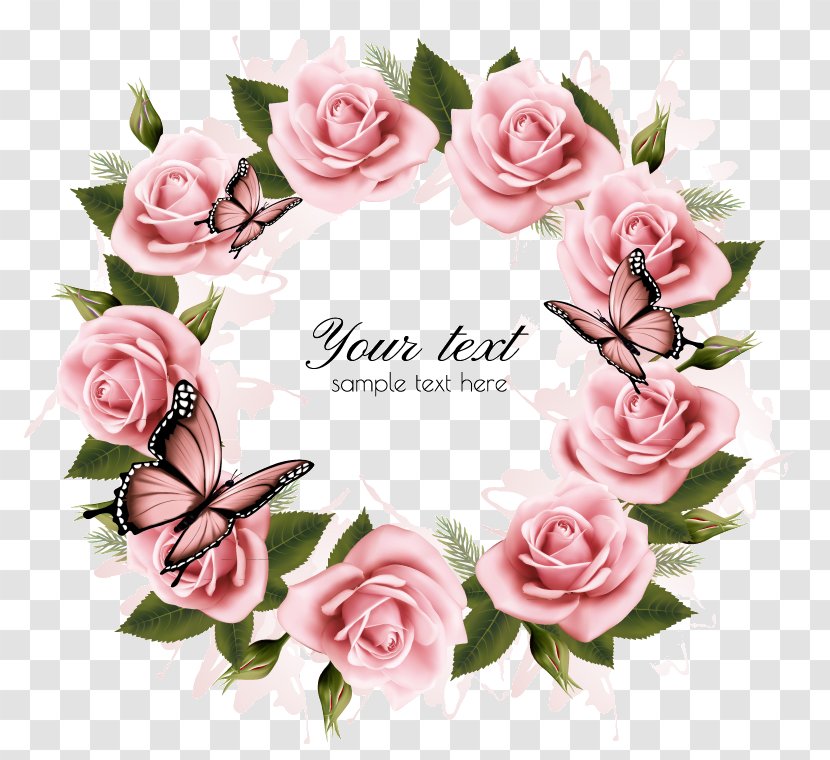 Watercolor Flowers And Garlands Vector Material - Butterfly - Floristry Transparent PNG
