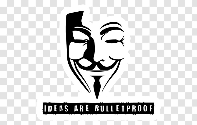 Guy Fawkes Mask Silhouette V For Vendetta - Monochrome Photography Transparent PNG