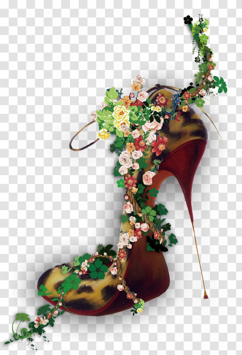High-heeled Footwear Poster Advertising - Creativity - Flowers And High Heels Transparent PNG