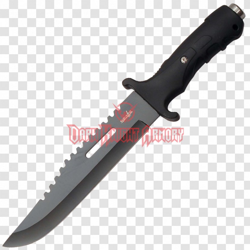 Bowie Knife Hunting & Survival Knives Utility Throwing - Weapon - Serrated Transparent PNG