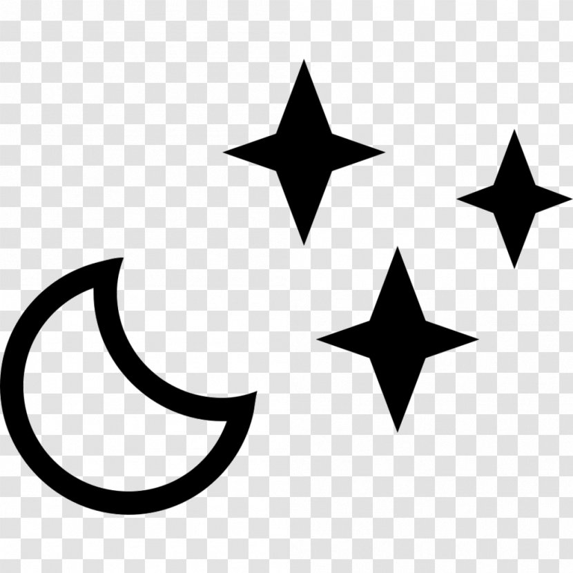 Lunar Phase Symbol Star And Crescent Moon - Black White Transparent PNG