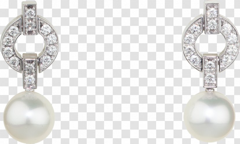 Pearl Earring Cartier Jewellery Diamond - Silver Transparent PNG