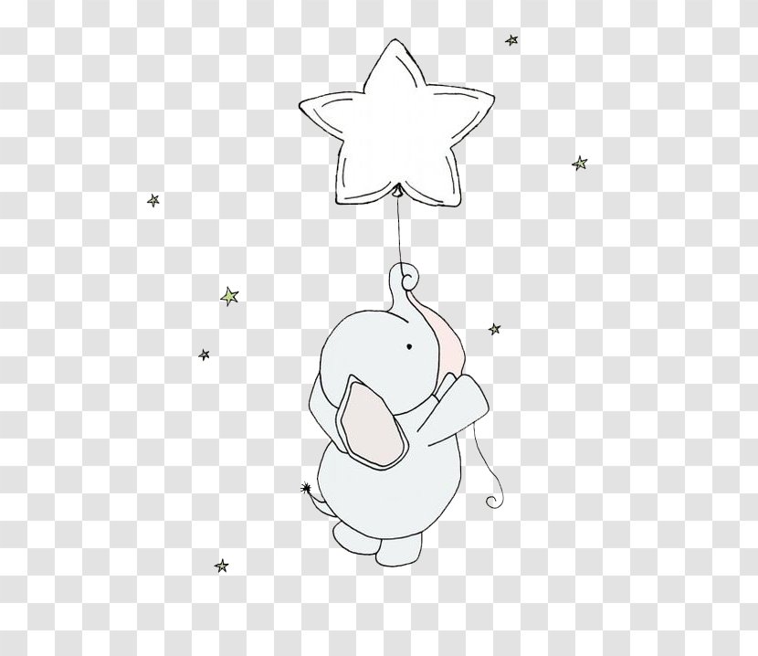 Paper Elephant Nursery Child Illustration - Cartoon - With Stars Transparent PNG