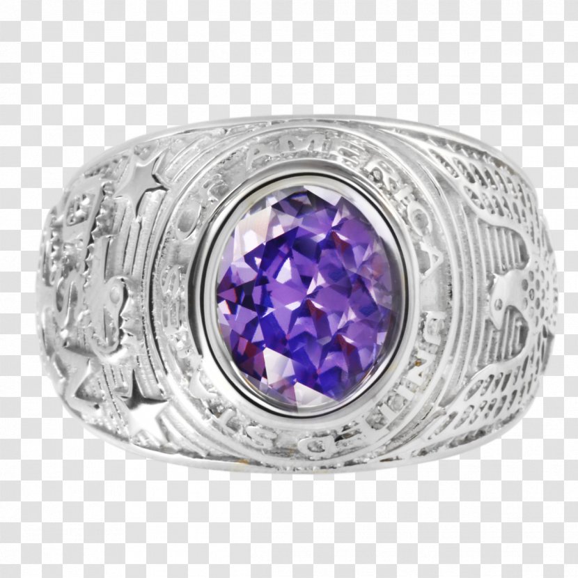 Amethyst Chevalière Sapphire Ring Silver Transparent PNG