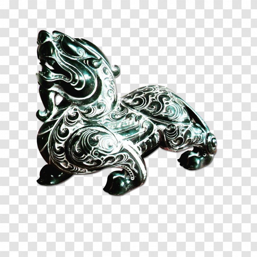 Pixiu Jade Icon - Silver - Pi Xiu Decoration Transparent PNG
