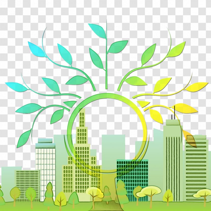 Green Leaf Tree Yellow Human Settlement - Paint - Grass Plant Transparent PNG