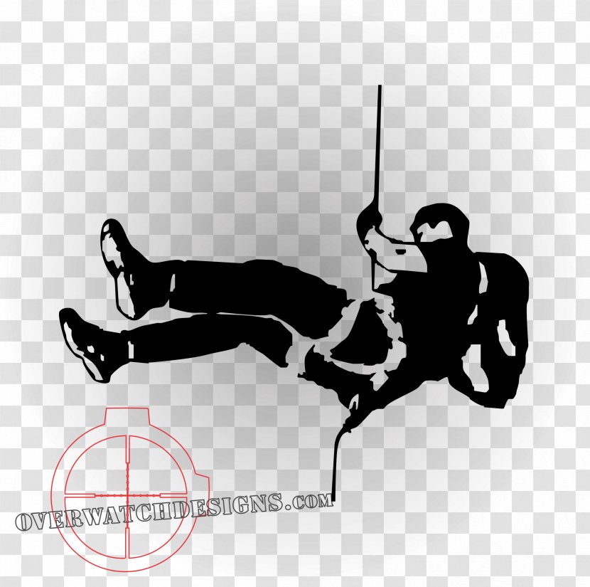 Abseiling Rope Rescue Helicopter Search And - Black White - Over Watch Transparent PNG