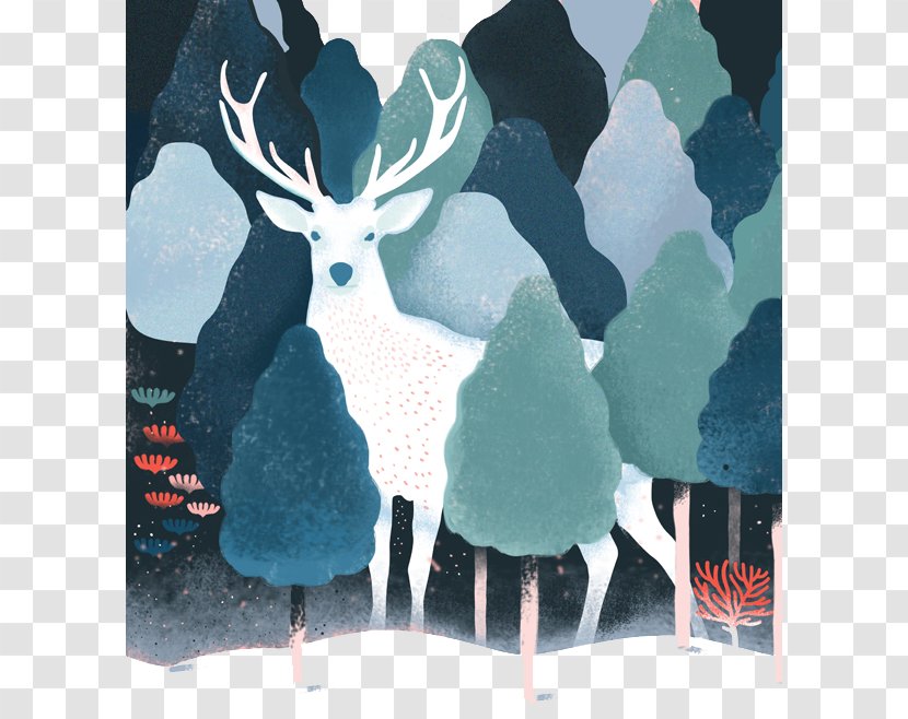 Drawing Graphic Design Behance Illustration - Cartoon Painted Elk Forest Transparent PNG