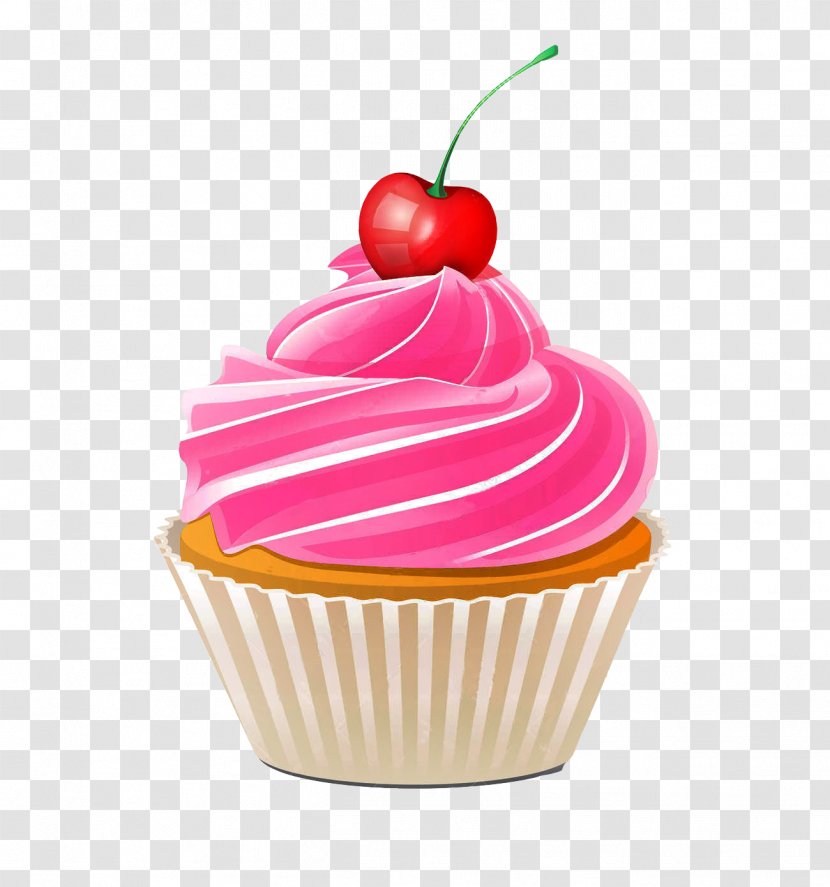 Cupcake Birthday Cake Cherry Wedding - Frozen Dessert Transparent PNG