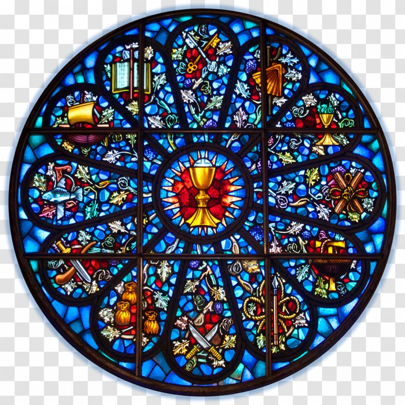 Stained Glass Rose Window Eucharist - Gothic Architecture Transparent PNG