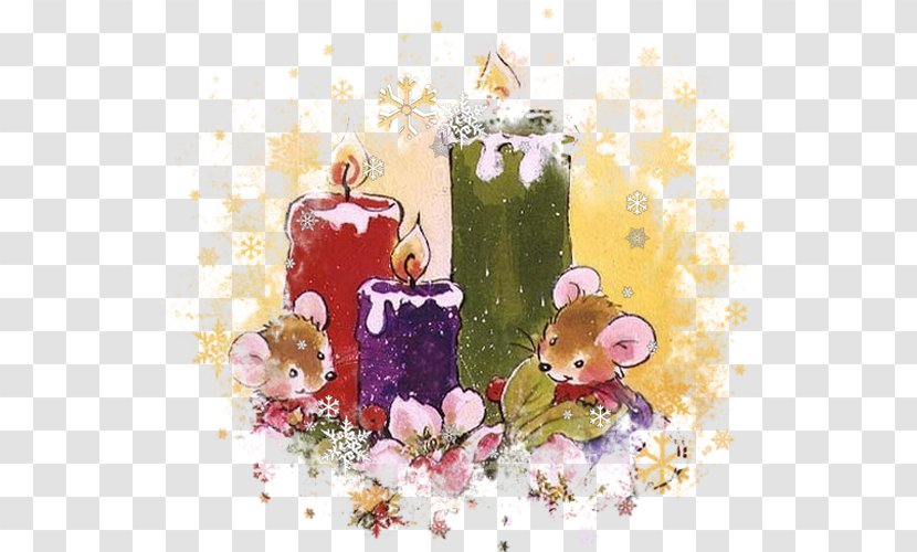 Floral Design Mouse Christmas Ornament Candle Desktop Wallpaper - Character Transparent PNG