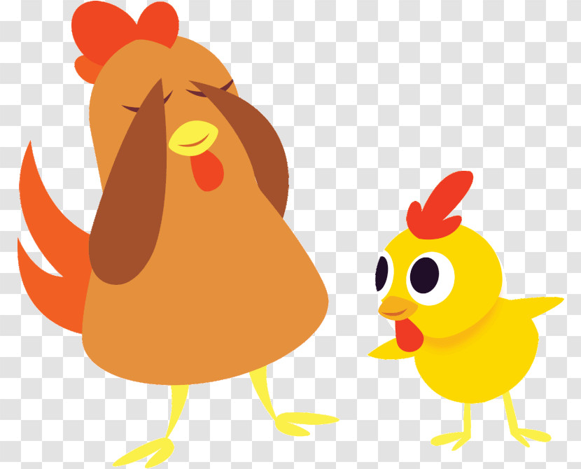 Chicken Rooster Cartoon Yellow Bird Transparent PNG