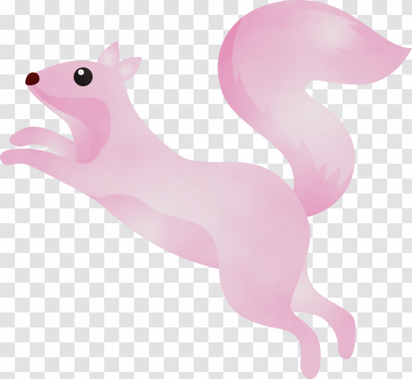 Pink Squirrel Cartoon Animal Figure Tail Transparent PNG