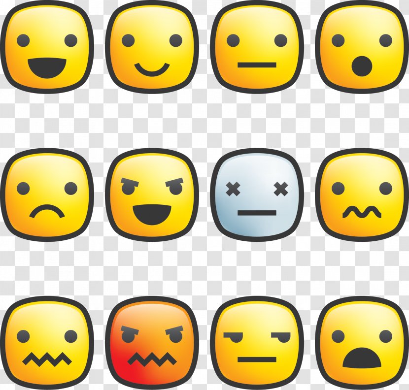 Emoticon Smiley Emoji Icon - Yellow - Square Expression Transparent PNG