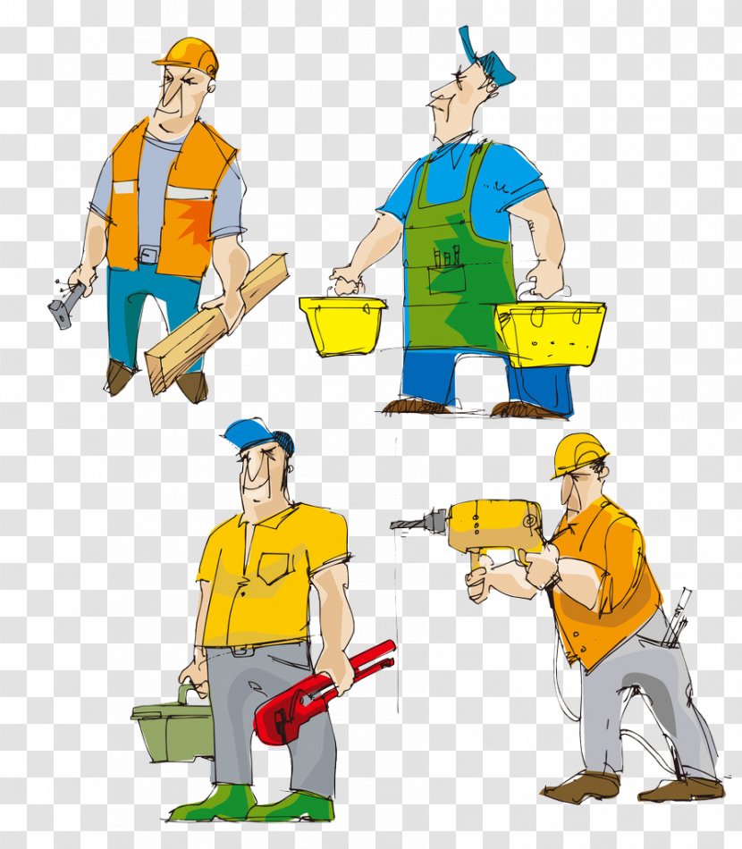 Installation Laborer Cartoon - Clothing - Installers Toolbox Wood Material Transparent PNG