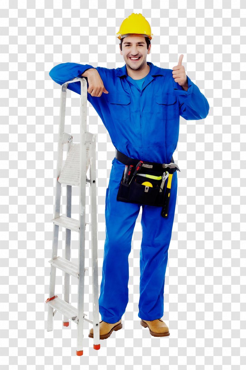 Electric Blue Construction Worker Workwear Climbing Harness Personal Protective Equipment - Costume Transparent PNG