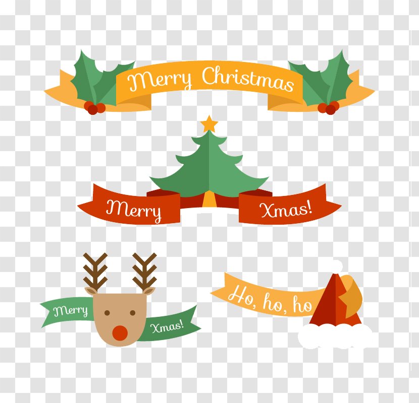 Christmas Banners - Santa Claus S Reindeer Transparent PNG