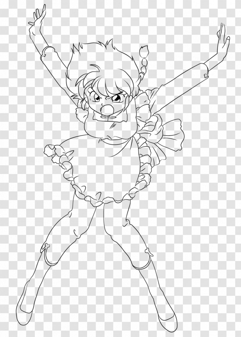 Line Art Drawing White Cartoon Character - Black And - Ranma 1/2 Transparent PNG