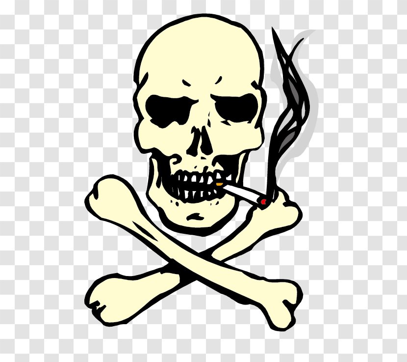 Skull Of A Skeleton With Burning Cigarette Smoking Clip Art - Heart Transparent PNG