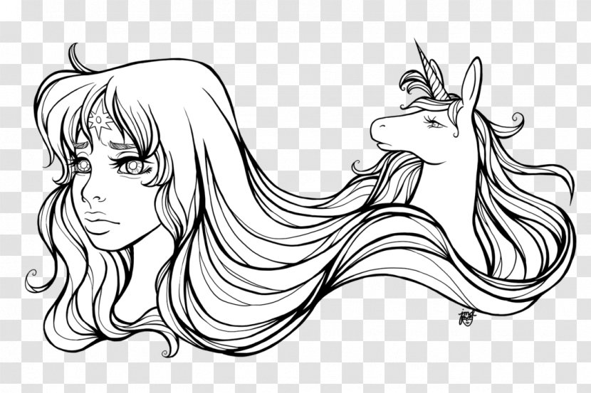 Sketch Black And White Line Art Coloring Book Image - Fictional Character - Unicorn Transparent PNG