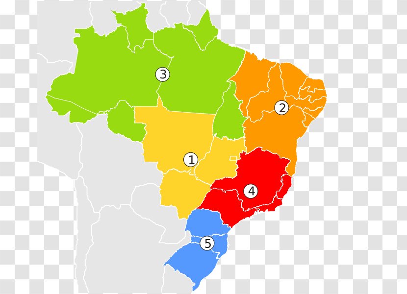 Regions Of Brazil Vector Map Mapa Polityczna - Road Transparent PNG