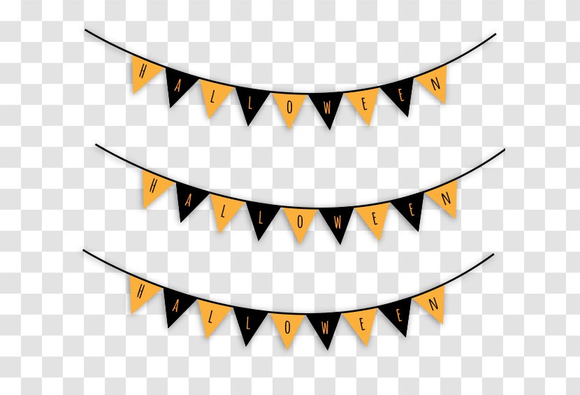 Halloween Party Clip Art - Yellow - Bunting Transparent PNG