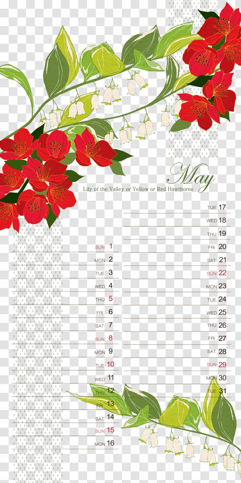 Adobe Illustrator - Template - April Calendar Background Pattern Transparent PNG