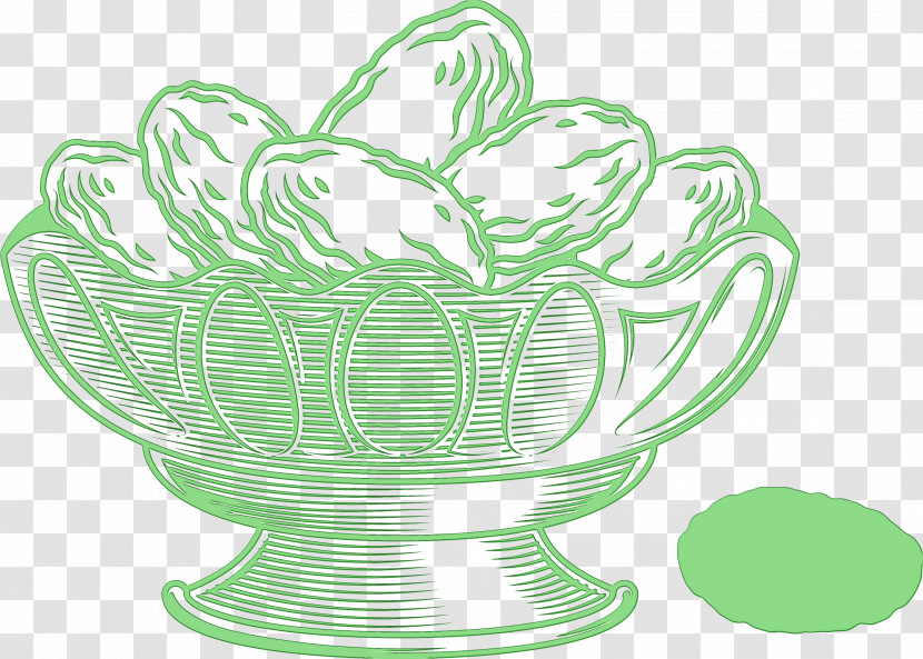 Green Leaf Plant Egg Cup Line Art Transparent PNG