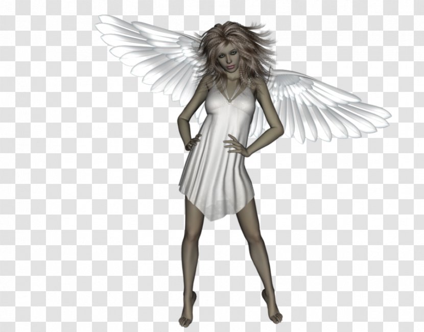 Fairy Angel Figurine - Black And White Transparent PNG