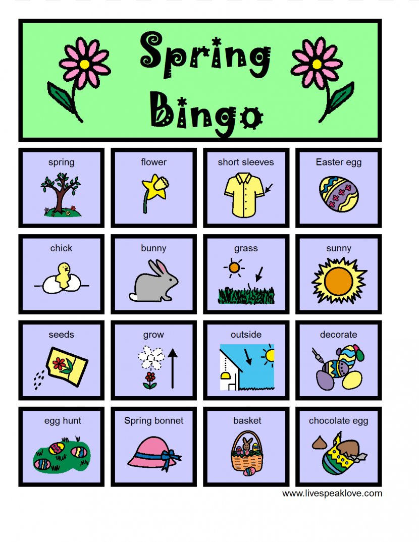 Bingo Card Spring Clip Art - Cliparts Transparent PNG