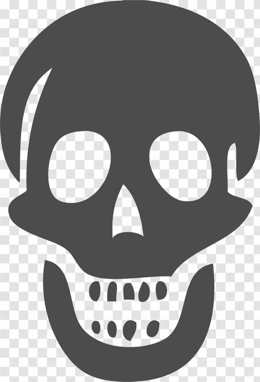 Skull And Crossbones Clip Art - Black White - Skulls Transparent PNG