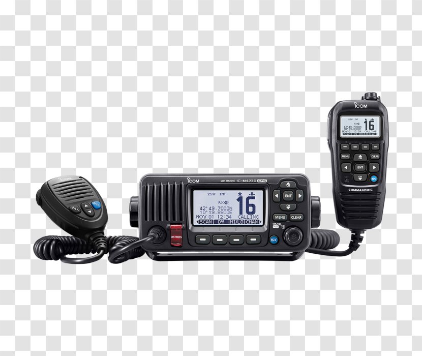 Marine VHF Radio Digital Selective Calling Icom Incorporated Transceiver Very High Frequency - Communication Device Transparent PNG