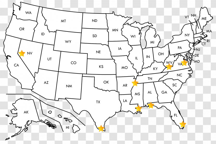 United States Blank Map U.S. State Mapa Polityczna - Strip Club Transparent PNG