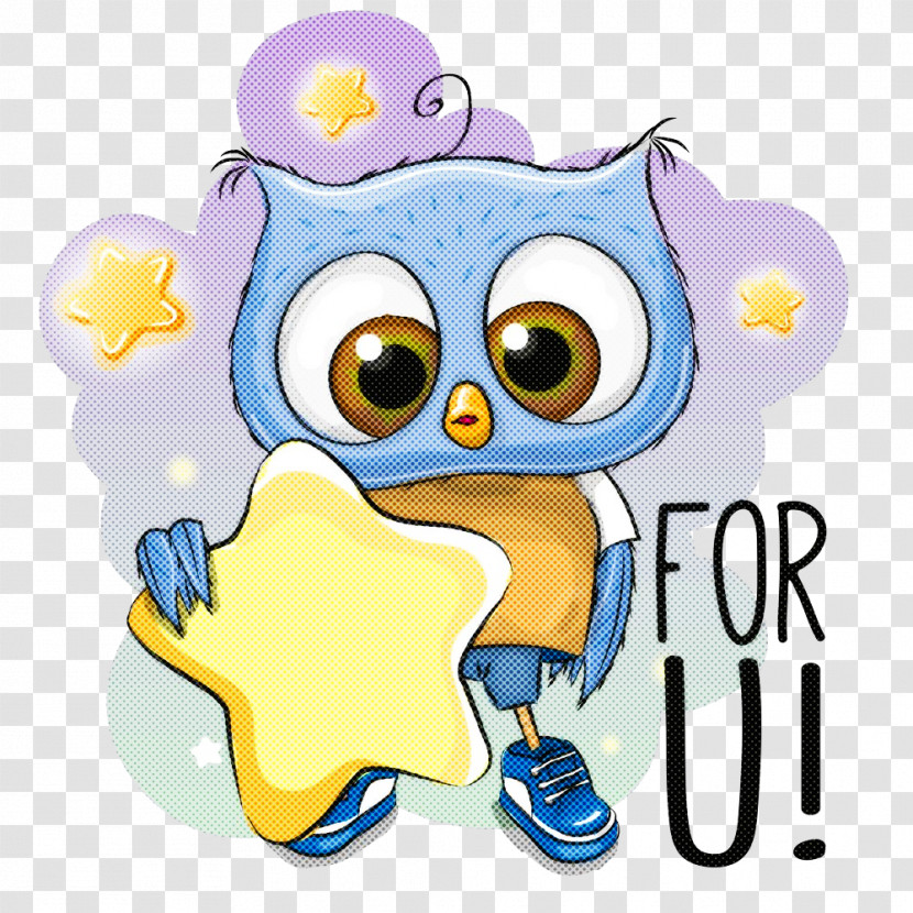 Cartoon Owl Yellow Sticker Bird Of Prey Transparent PNG