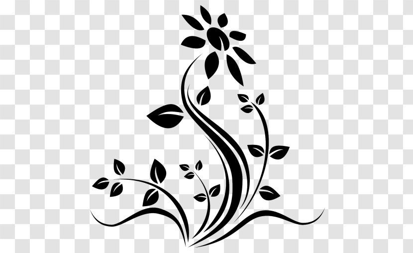 Flower Silhouette Clip Art - Monochrome - Vector Fox Transparent PNG