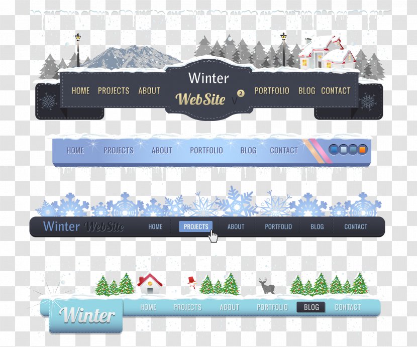 Christmas Menu Navigation Bar - Snowman - Tree Transparent PNG