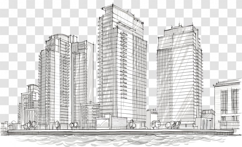 Building Drawing Paper Architecture Sketch - Skyscraper Transparent PNG