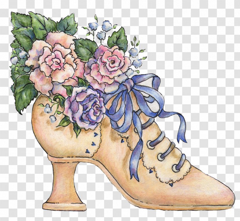 Slipper Floral Design High-heeled Footwear Sandal - Flower - Hand-painted Watercolor High Heels Flowers Transparent PNG