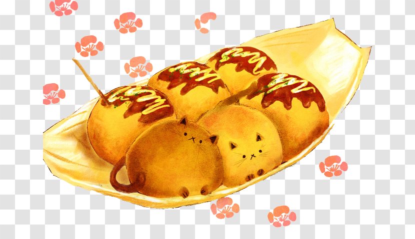 Takoyaki Breakfast Food Drawing Illustration - Lunch - Golden Bread Transparent PNG
