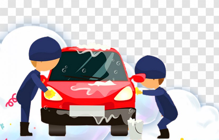 Cartoon Car Wash Mazda Man Transparent PNG