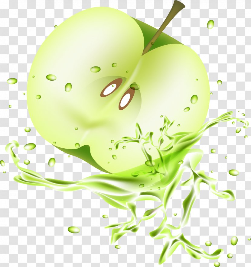 Apple Juice Fruit Clip Art - Flower - Half Green Transparent PNG