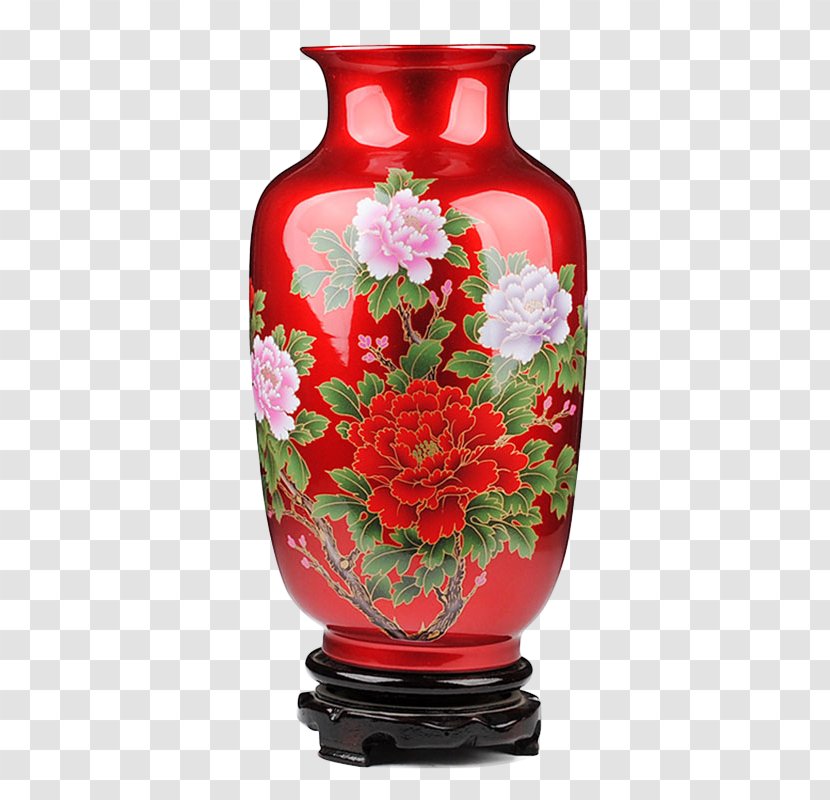 Jingdezhen Vase Chinese Ceramics Porcelain - Flower - Glazed Peony Transparent PNG