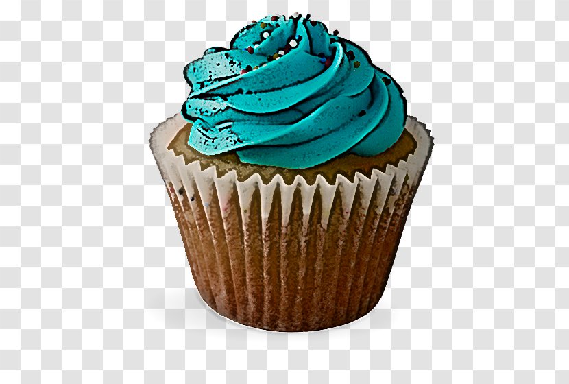 Cupcake Baking Cup Buttercream Turquoise Icing - Muffin Dessert Transparent PNG