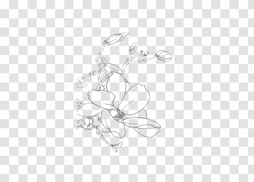 White Black Body Piercing Jewellery Pattern - Artwork Flowers Transparent PNG