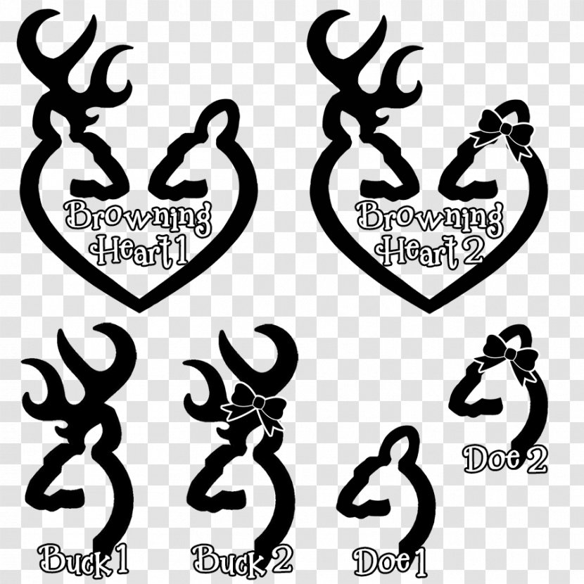 Deer Browning Arms Company Heart Logo Clip Art - Monochrome Photography - White Cliparts Transparent PNG