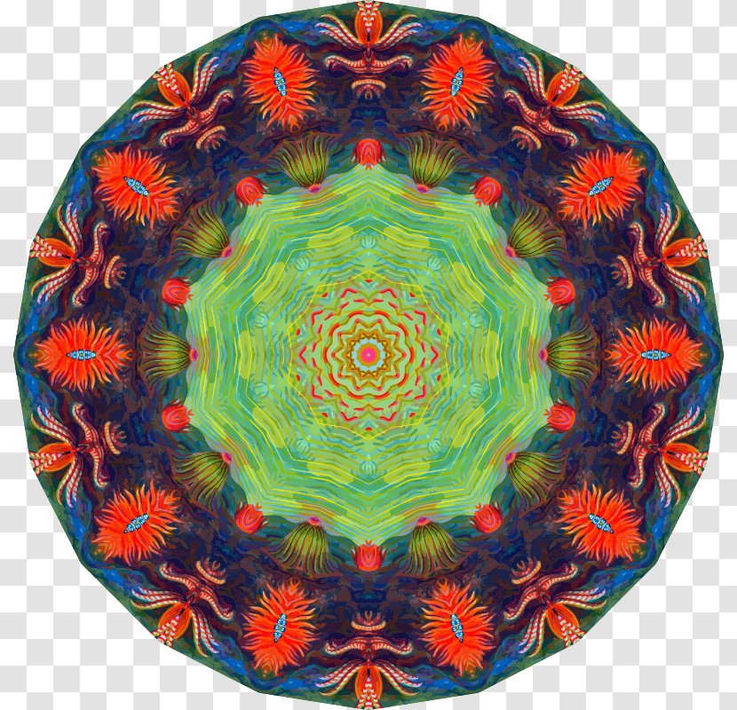 Kaleidoscope Symmetry Pattern - Orange - Anemones Transparent PNG