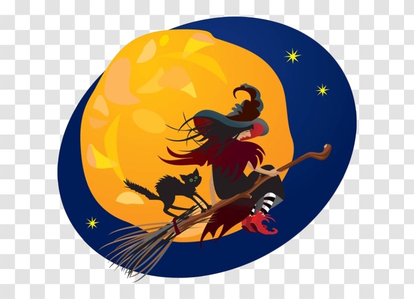 Halloween Witchcraft Broom Illustration - Royaltyfree - The Cartoon Witch Sitting On Magic Transparent PNG