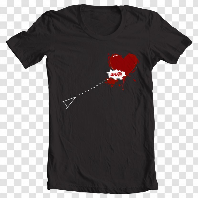 Printed T-shirt Top Sleeve - Black - Heart Attack Transparent PNG