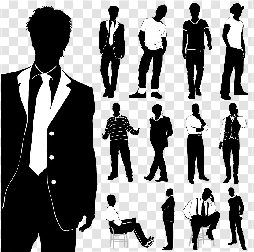 Fashion Stock Photography Model Clip Art - Royaltyfree - Men's Silhouette Vector Material, Transparent PNG